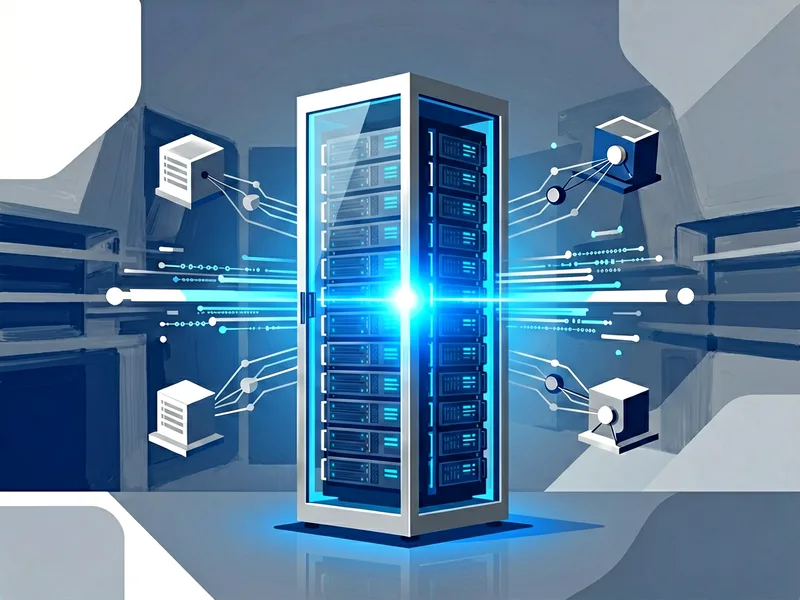 Abstract blue server infrastructure illustration representing AI computing scale
