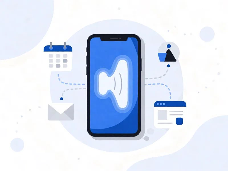 ChatGPT mobile app voice agent feature illustration with calendar and messaging icons
