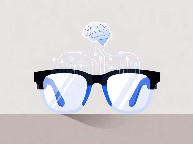 Smart glasses with a glowing AI brain icon representing on-device language models